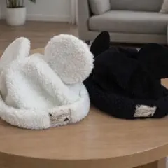 ミッキー 58cm ファン キャップ 白 黒 帽子セット