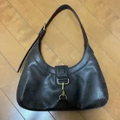 H&M ダークブラウン レザー ショルダーバッグ