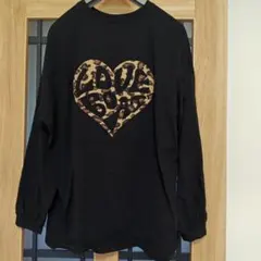 ４Lサイズ大きいサイズLOVE BOAT レオパード柄ハート型 長袖Tシャツ