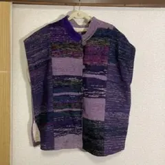 裂き織り　紫ジャケット