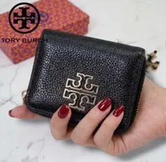 TORY BURCH トリーバーチ 二つ折り財布 Tロゴ ブリッテン 黒 レザー