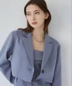 ムルーア　パウダーツイルショートジャケット　ブルー　MURUA