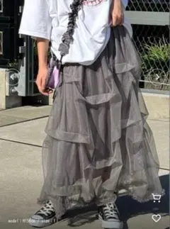 CIAOPANIC タックラメチュールボリュームスカート グレー