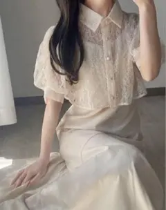 GRL 花柄レースショート丈ブラウスXマーメイドキャミワンピースセット