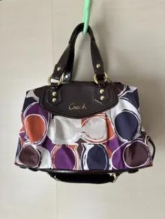 7212番】COACH ショルダーバッグ サテン地 総柄 - メルカリ