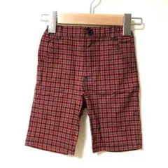 ファミリア】新品 パンツ 9分丈 ロング チェック XF 女の子 男の子 赤