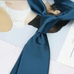 新品 メンズ ネクタイ 無地 ブルー 光沢 サテン 8cm ソリッドタイ 青