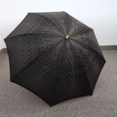 黒い刺繍入り折りたたみ日傘