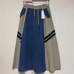 サイドライン切替デニムスカート ベージュ　新品タグ付