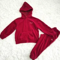ベビードール　ベロア　セットアップ　ジャージ　赤　100　長袖　パーカー