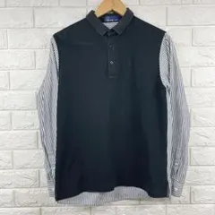 フレッドペリー　ストライプシャツ　鹿子　コットンポロシャツ　切替デザイン　M