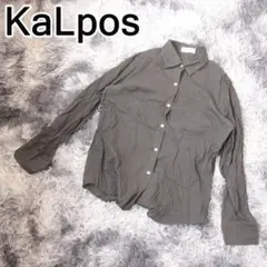KaLpos シアーシャツ 貝調ボタン 襟付き 長袖 薄手 レディース