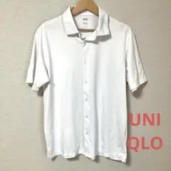 【UNIQLO】エアリズムコットンフルオープンポロシャツ　ホワイト　Lのサムネイル