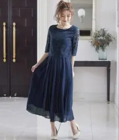 niana ネイビーレース　パーティードレス　オケージョンドレス