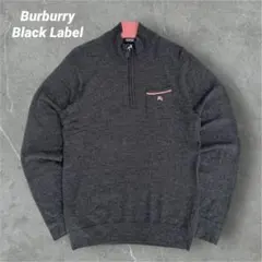 【美品】Burburry black label ニット　ハーフジップ　刺繍　L