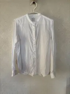 無印良品 リネン ホワイト コットン 長袖シャツ 白 M