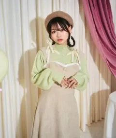 クティールとレトロ リボンツイードポケットジャケット ジャンパースカート