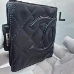 CHANEL　カンボンライン　二つ折り財布　ブラック　財布