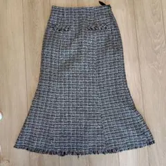 ツイードタイトスカート ブラックホワイト