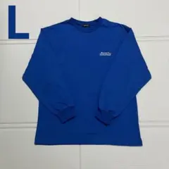 Lサイズメンズ　ブルー　トップス　長袖　ロゴ　イラスト　青　春　春服