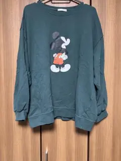 ミッキーマウス プリント トレーナー　緑　ＬＬ