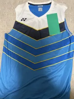 YONEX 水色 ストライプ シャツ L 日本代表モデル 10477ノースリーブ