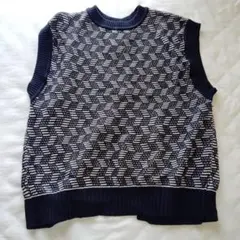 幾何学模様 ニットベスト サイズ F