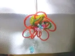ハンドメイド 手作り オレンジ&レッドお花の簪