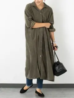 コーデュロイロングシャツワンピース