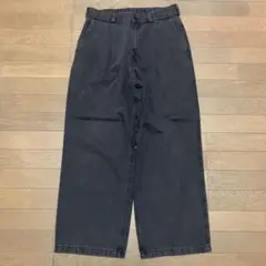 GU.ジーユー.ワイドデニムスラックス.M.ダークグレー