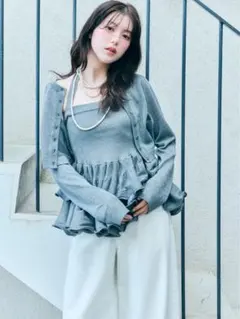 SNIDEL ベーシックコンパクトシアーカーディガン シルバーのサムネイル