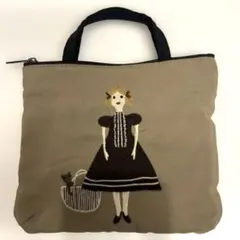 ATSUKO MATANO刺繍ポーチ　マイドール　ベージュ ハンドル付き