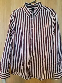 ZARA　赤と白（ピンク）のストライプ長袖シャツ