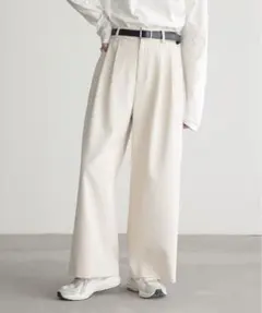 for/c フォーシー　ドライピケタックワイドパンツ　アイボリー　PMサイズ