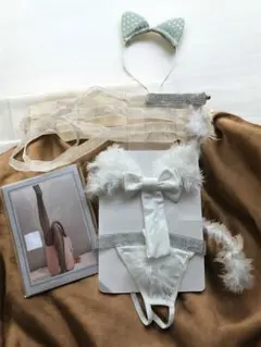 白猫　キャット　猫耳　コスプレ　衣装　セット　カチューシャ　ハロウィン