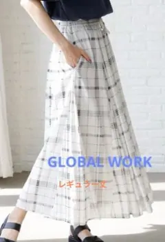 GLOBAL WORK エアリーリラックスフレアスカート チェック レギュラー丈のサムネイル