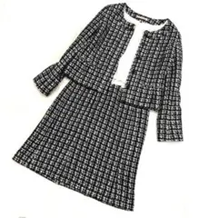 ナチュラルビューティーベーシック　フォーマル　ツイード　セットアップ　ブラック