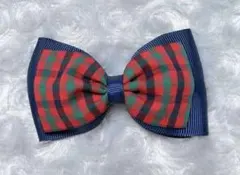 ファミリアチェック＊赤リボンヘアクリップ