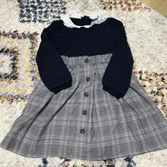 エニィファム　長袖フリル襟チェック柄ワンピース 120サイズ　オケージョン