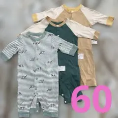 ユニクロ　ロンパースカバーオール　ベビー服　綿100%コットン60cm３枚セット