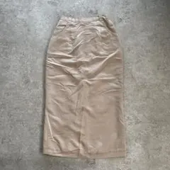 タイトスカート ロング丈 ベージュ ハイウエスト 大人カジュアル レディース
