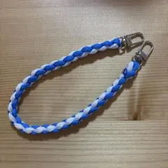 パラコードストラップ ワンタッチ着脱ストラップ付き 青と白 推しカラー