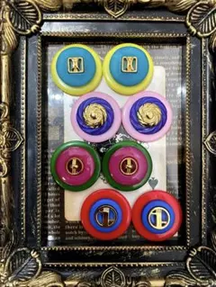 ボタンカボション☆手染めボタン4ペアセット