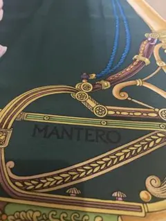 イタリア製 マンテロ シルクスカーフ 大判 貴族 馬車 ホース 緑 ゴールド