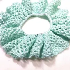 ★レース糸のシュシュ　ミントグリーン　ハンドメイド