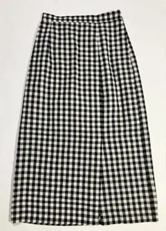 HOTPING レディース スリット ギンガムチェック ロングスカート