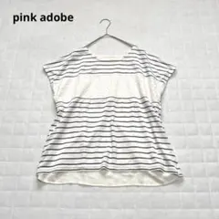ピンクアドベ　ノースリーブTシャツ　ボーダー　レース　体型カバー　カジュアル　Mのサムネイル