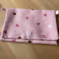 ハート 模様 移動ポケット ピンク ティッシュケース ハンドメイド 女の子