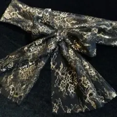 R-277レース帯揚げ❀着物 振袖 成人式 和装小物❀黒金