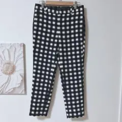 Banana Republic　チェック柄　カジュアルパンツ　丈短め　白/黒　S